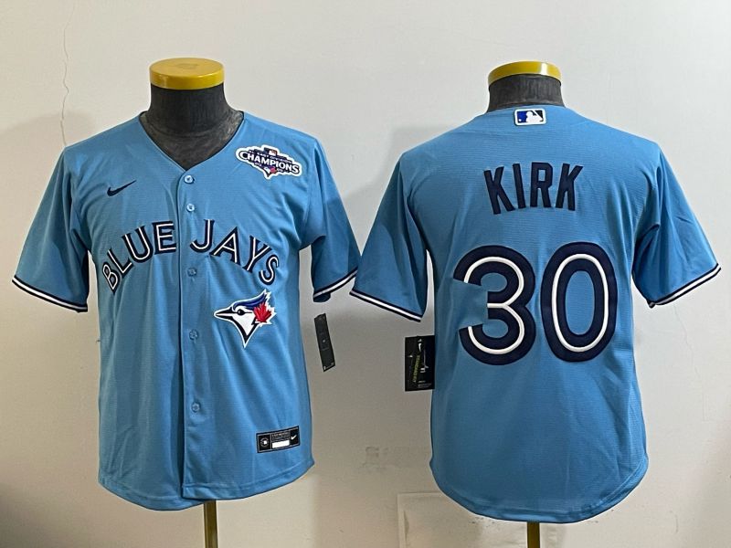 Youth 2025 Nike Toronto Blue Jays #30 Kirk Light Blue Game MLB Jersey 02